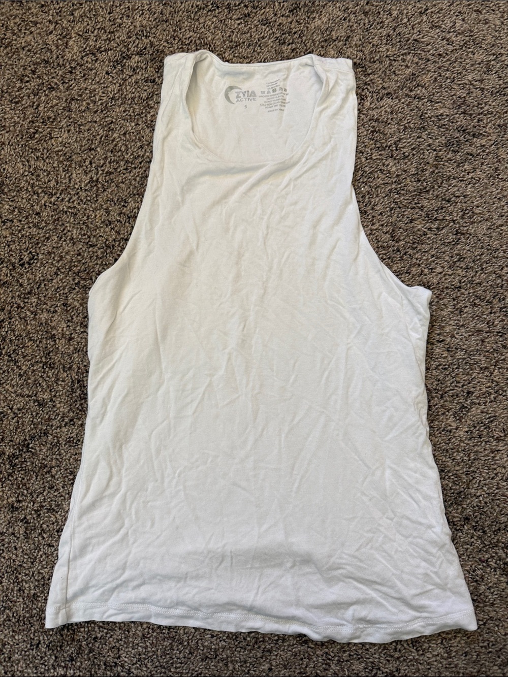 ZYIA White Scoop Neck Double Layer Tank Top
